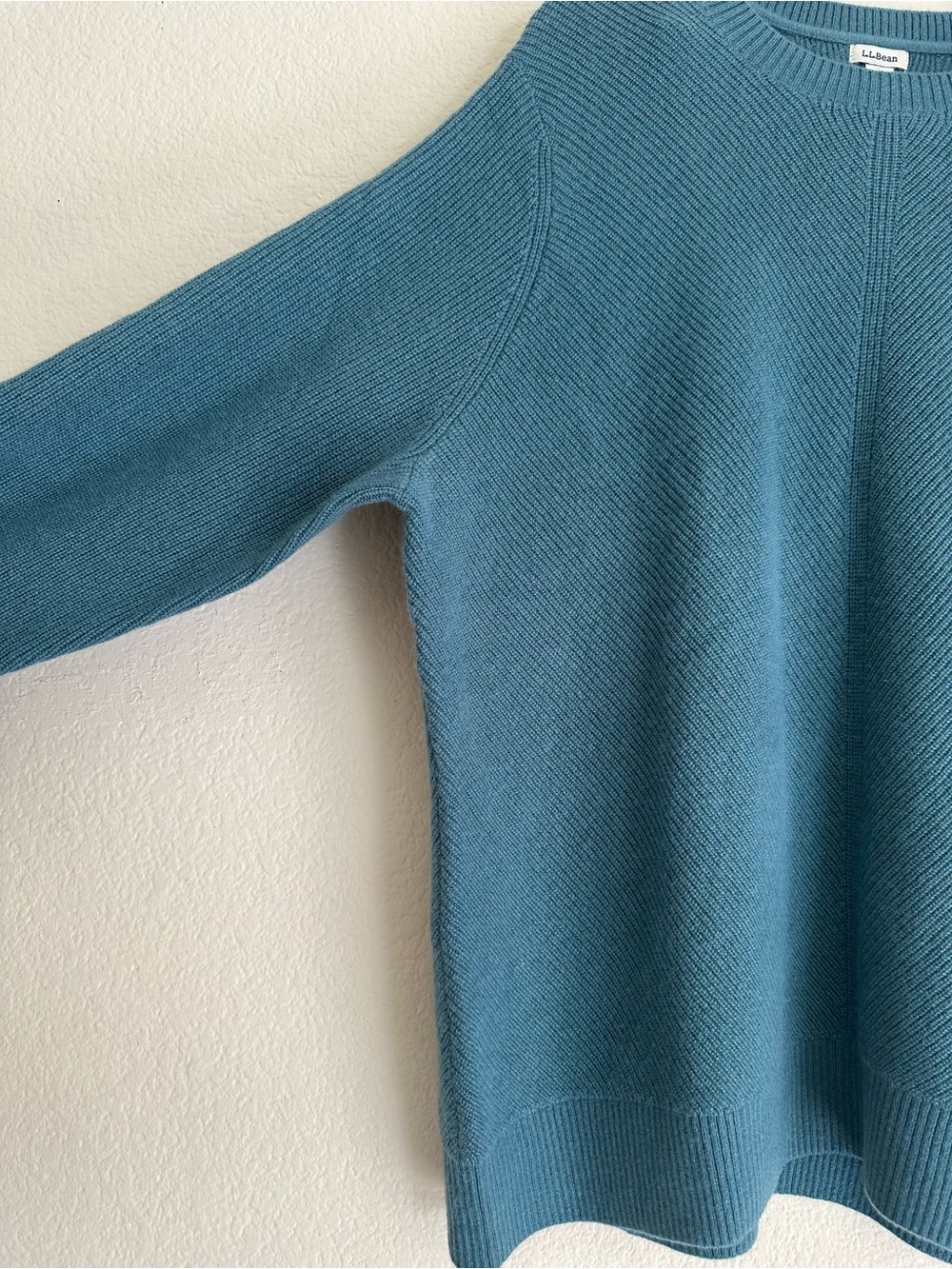 L.L.Bean 100% Cashmere Crewneck Sweater 2X Plus Blue-Green - Picture 8 of 10